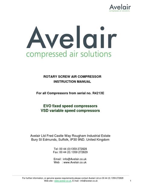 Avelair Compressor Manual