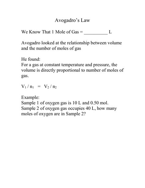 Avogadro S Law Worksheet Gabriel Law Avogadro S Law Worksheet Answers - Avogadro's Law Worksheet Answers