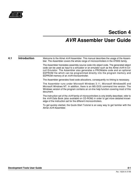 Avr Assembler User Guide Atmel Pdfsdocuments