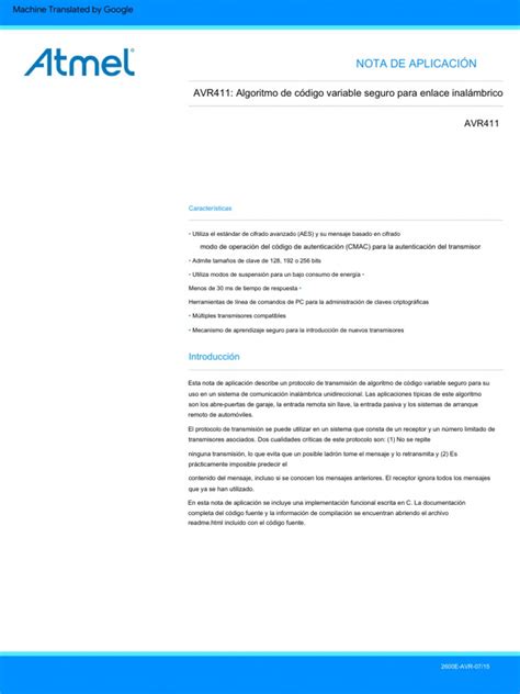 Avr411 Secure Rolling Code Algorithm For Wireless Link