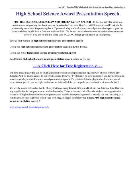 Award Presentation Speech Sample