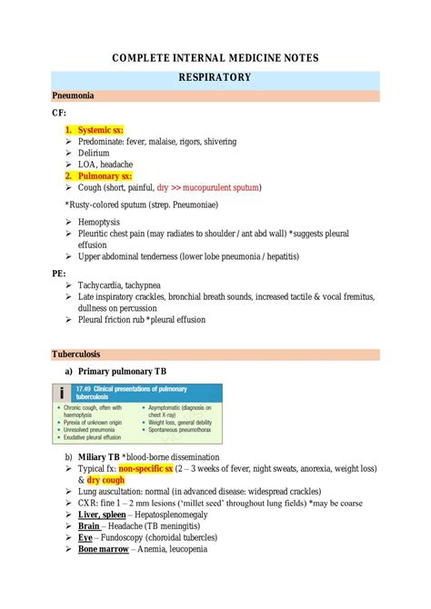 awesome review internal medicine notes