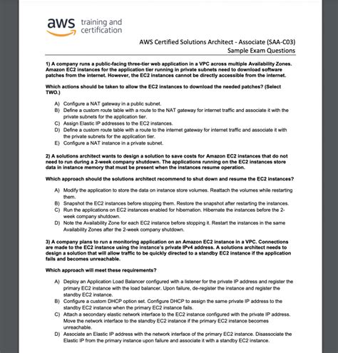 aws certified solutions architect sample questions