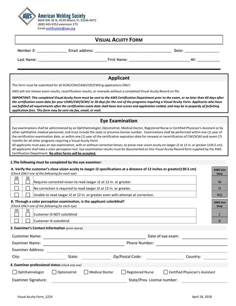 Aws Visual Acuity Form