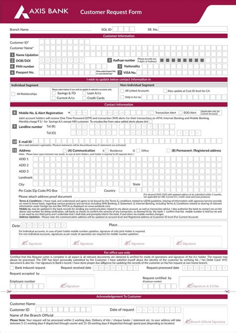 Axis Bank Crf Form