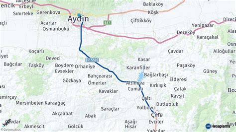 aydın çine Yol Güzergahı Haritası, Yol Tarifi, Mesafe Kaç Km. 