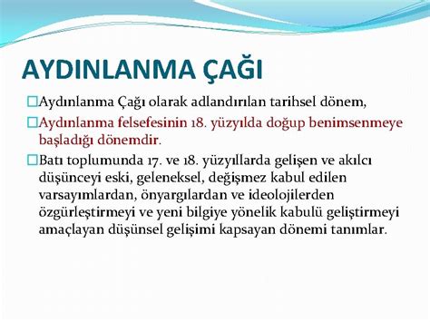 Aydınlanma çağı Nedir