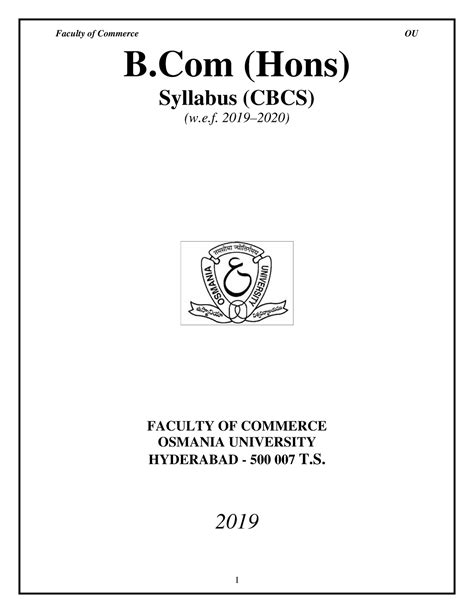 B Com Hons Syllabus