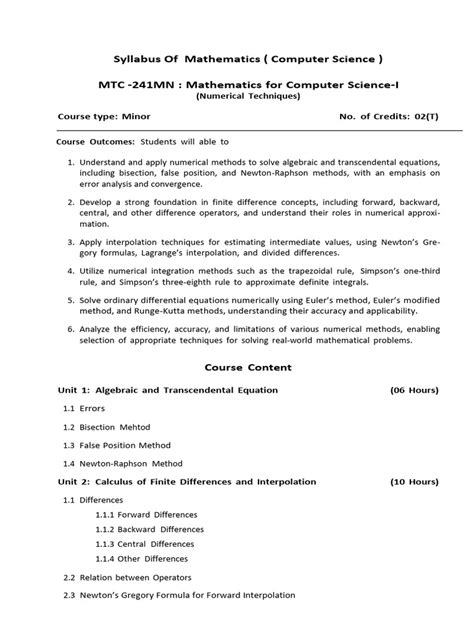 B Sc Mathematics With Computer Applications
