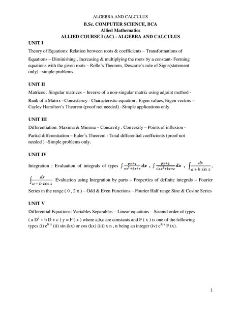 Read B Computer Science Bca Allied Mathematics Allied 