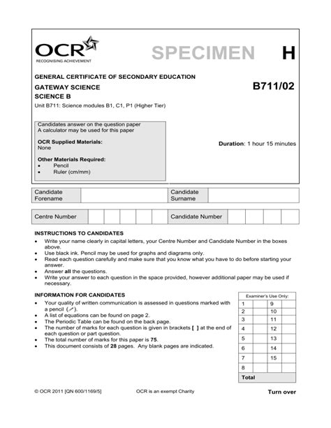 Read Online B1 C1 P1 2013 Ocr Gateway Documents 