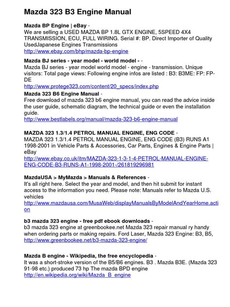 B3 Mazda Engine Manual