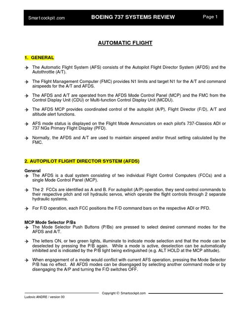 B737 Automatic Flight Systems Summary