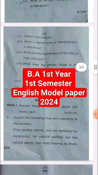 Ba 1 Year Paper Scheme 2014 Kumaun University Nainital
