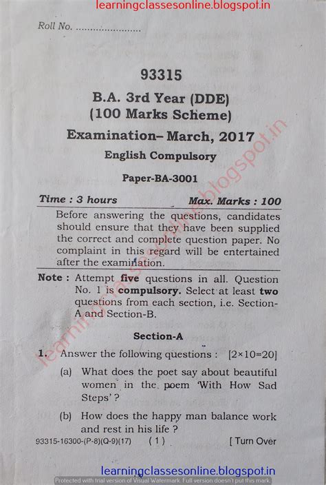 Read Ba 3Rd Year Question Paper 