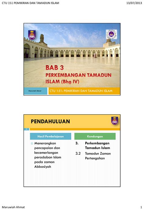 Read Online Bab 3 Perkembangan Tamadun Islam Maruwiah Ahmat 