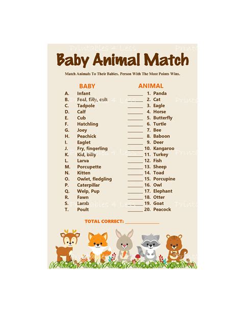 Baby Animals And Their Name Game