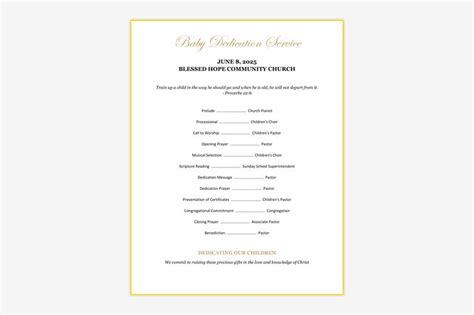 Baby Dedication Ceremony Program Template