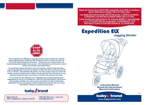 Download Baby Trend Expedition Elx Instruction Manual 