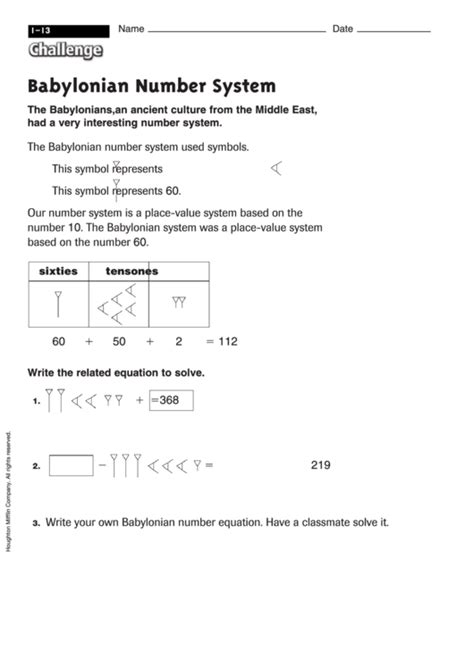 Babylonian Worksheets K12 Workbook Babylonian Number System Worksheet - Babylonian Number System Worksheet