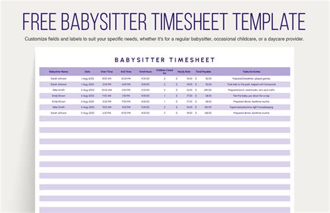 babysitting timesheet