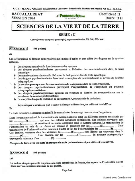 Bac Sujet Svt