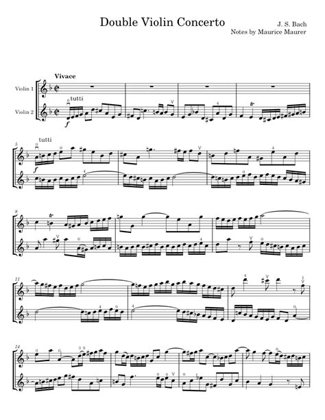 Bach Double Violin Concerto For Clarinet