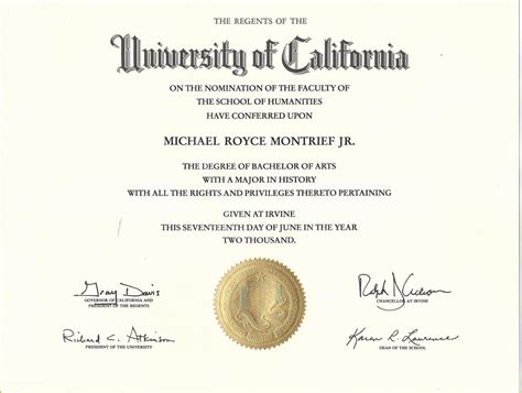 Bachelor Degree Certificate