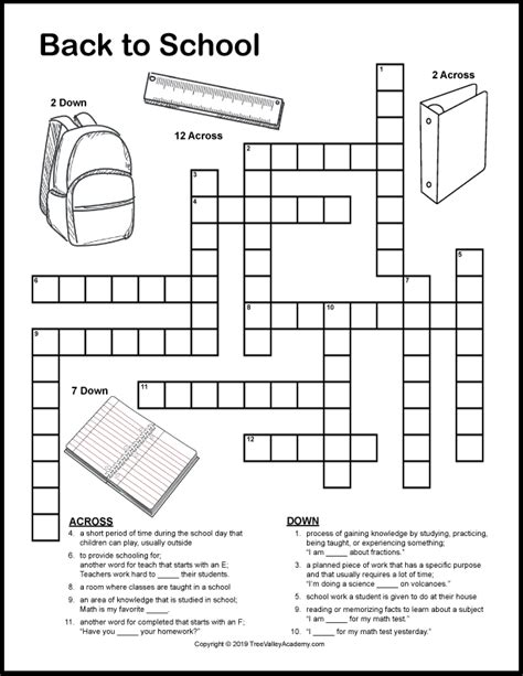 Back To School Crossword Puzzles 11th Grade Exam Crossword Puzzle - 11th Grade Exam Crossword Puzzle