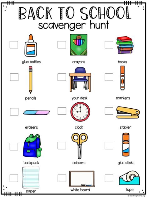 Back To School Scavenger Hunt Worksheet Teach Starter First Day Of School Scavenger Hunt - First Day Of School Scavenger Hunt