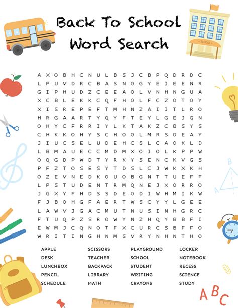 Back To School Word Search Activity For Kids Back To School Wordsearch - Back To School Wordsearch