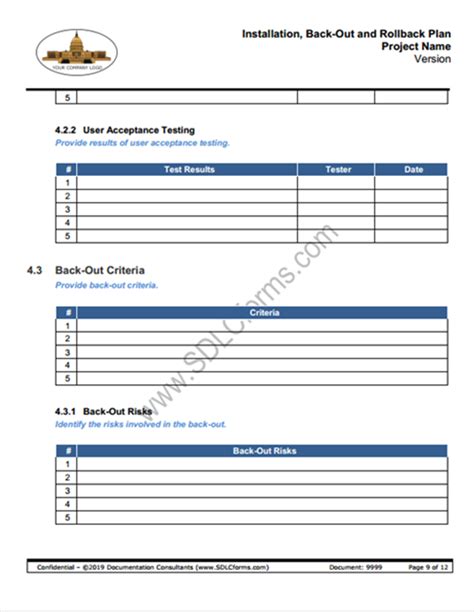 Backout Plan Template