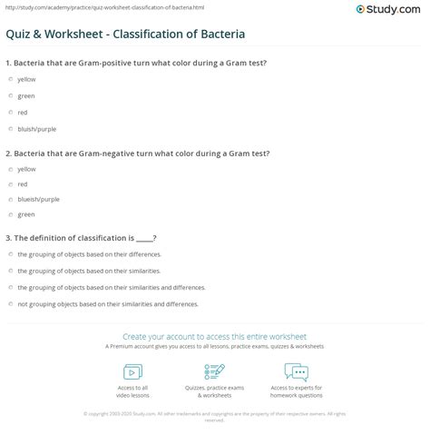 Download Bacteria Classification Spreadsheet Study Aid Answers 