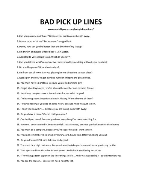 Bad Pickup Lines