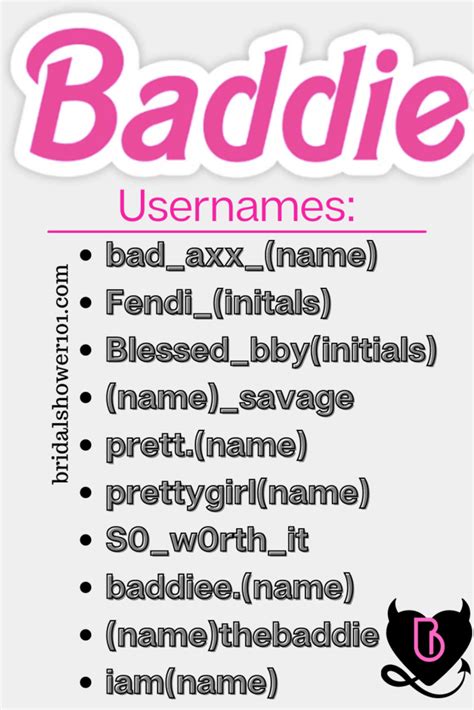 baddie girl names usernames
