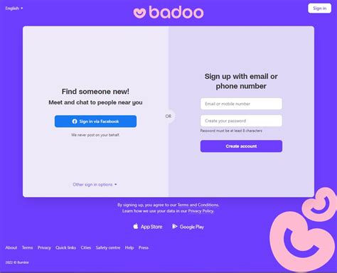 badoo sign up in english online