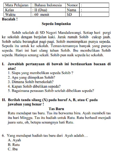 bahasa indonesia kelas 2 sd semester 1