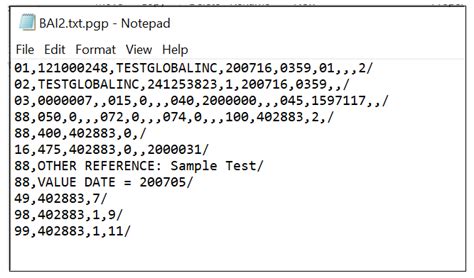Bai Statement Type Code