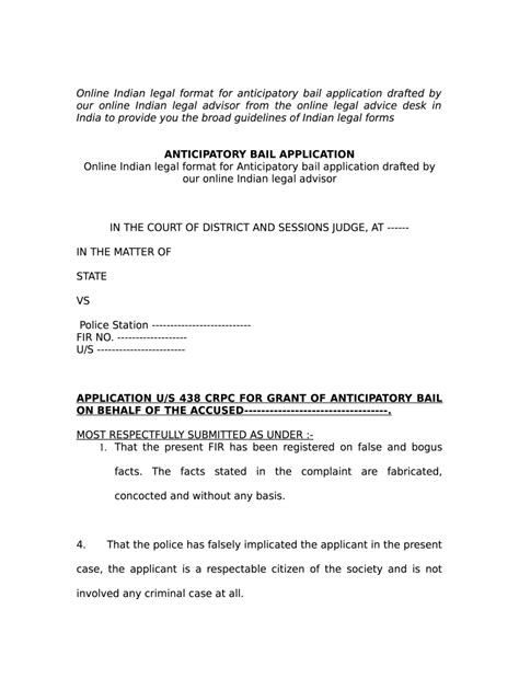 Bail Application Format