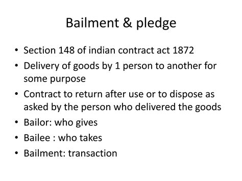 Bailment And Pledge