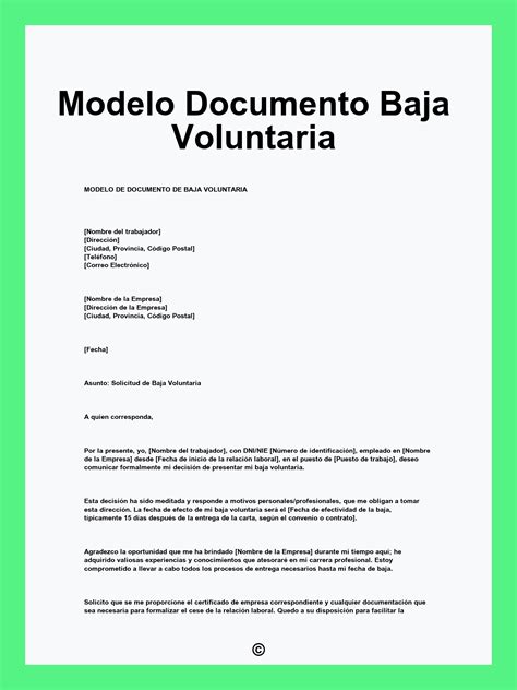 Baja Voluntaria Modelo