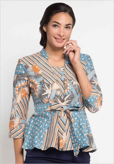 Baju Batik Batik Wanita Modern 7 8 Atasan Baju Kantor Wanita Modern - Baju Kantor Wanita Modern
