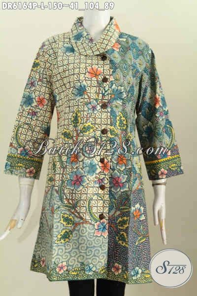 Baju Batik Terusan Model Kerah Miring Dress Batik Model Kerah Baju Batik - Model Kerah Baju Batik
