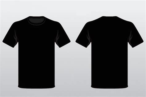 Baju Hitam Depan Belakang  Tshirt Template Set Front Side Back Stock Vector - Baju Hitam Depan Belakang