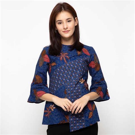 Baju Kantor Wanita Modern  Baju Batik Wanita Blus Batik Cewek Dewasa Atasan - Baju Kantor Wanita Modern