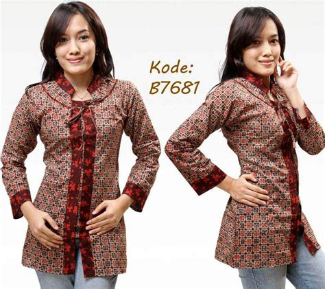 Baju Kantor Wanita Modern  Promo Nagita Batik Prabuseno Atasan Blazer Batik Wanita - Baju Kantor Wanita Modern