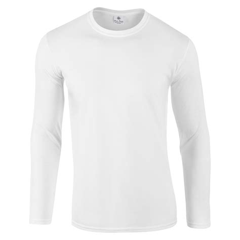 Baju Polosan  Long Sleeve Tshirt White Transparent Mockup Tshirt Long - Baju Polosan