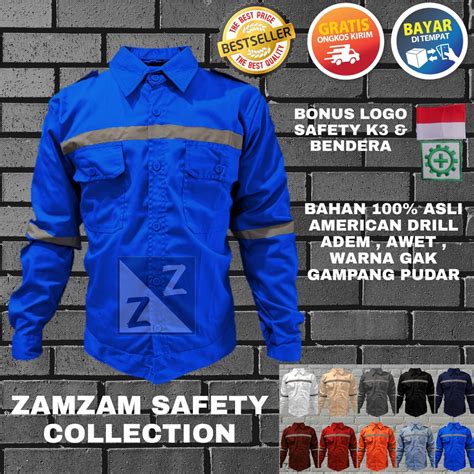 Baju Safety  Baju Safety Keren Lengan Panjang Bahan Bagus Adem - Baju Safety