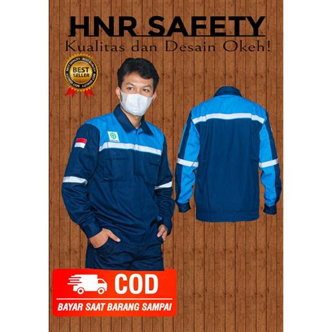 Baju Safety K3  Jual Seragam Baju Safety Atasan Model Pertamina Biru - Baju Safety K3