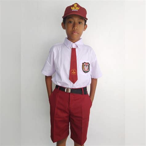 Baju Seragam Sekolah Sd Pendek Putra Lengkap Topi Baju Seragam - Baju Seragam